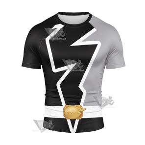 Power Rangers Dino Fury Black Ranger Short Sleeve Compression Shirt