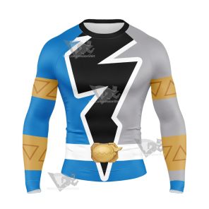 Power Rangers Dino Fury Blue Ranger Long Sleeve Compression Shirt