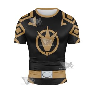 Power Rangers Dino Thunder Black Ranger Short Sleeve Compression Shirt