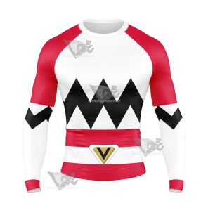 Power Rangers Lost Galaxy Episode Red Long Sleeve Compression Shirt