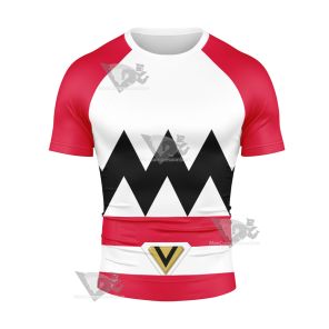 Power Rangers Lost Galaxy Episode Red Short Sleeve Compression Shirt