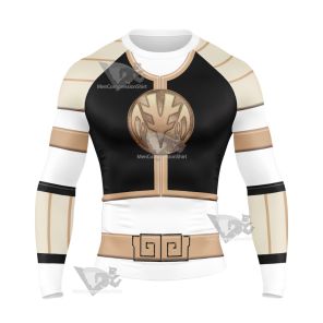 Power Rangers Mighty Morphin White Ranger Long Sleeve Compression Shirt