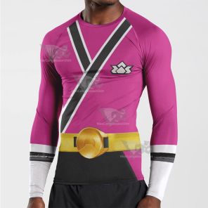 Power Rangers Samurai Pink Long Sleeve Compression Shirt