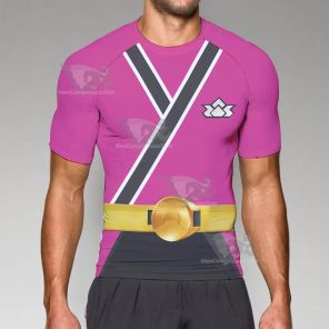 Power Rangers Samurai Pink Short Sleeve Compression Shirt