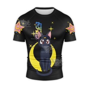 Sailor Moon Luna Cat Black Short Sleeve Compression Shirt