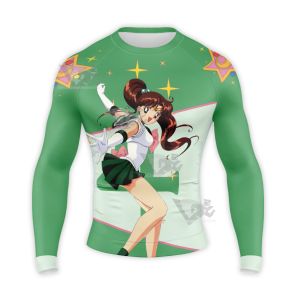 Sailor Moon Sailor Jupiter Makoto Kino Green Long Sleeve Compression Shirt