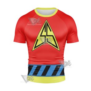 Silver Streak Red And Yellow Cosplay Short Sleeve Compression Shirt