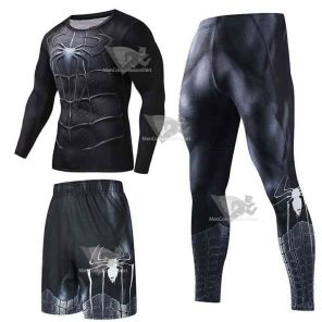 Spider-Man Three-Piece Men Gym Tights Compression Set