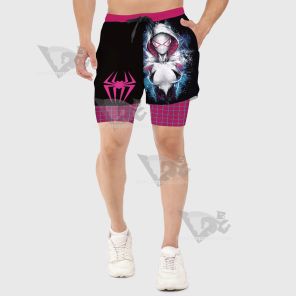 Spiderman Across The Spider Gwen Black Men Compression Gym Short