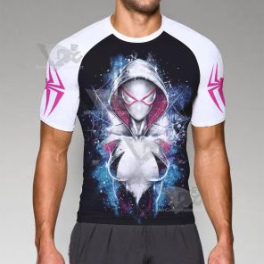 Spiderman Across The Spider Gwen Black Short Sleeve Compression Shirt