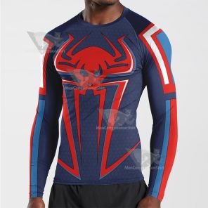 Spiderman Miles Blue Red Long Sleeve Compression Shirt