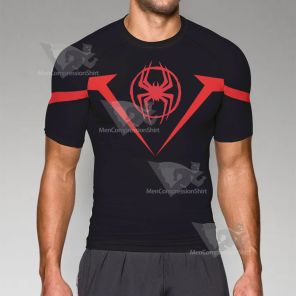 Spiderman Miles Red Short Sleeve Compression Shirt