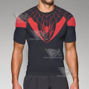 Spiderman Red Black Short Sleeve Compression Shirt