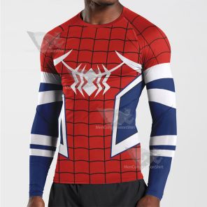 Spiderman Red White Spider Long Sleeve Compression Shirt