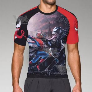 Spiderman Venom Black Short Sleeve Compression Shirt