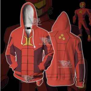 Stretch Armstrong Ricardo Perez Red Cosplay Zip Up Hoodie