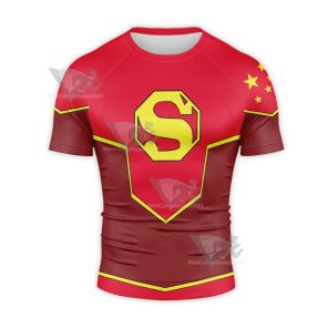 Super Man Kong Kenan Old Battle Clothes Short Sleeve Compression Shirt