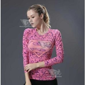 Supergirl Pink Onyx Compression Long Sleeve Rash Guard