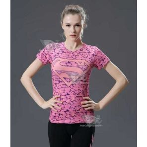 Supergirl Pink Onyx Compression Short Sleeve Rash Guard