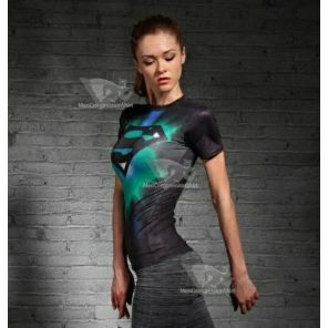 Supergirl Tie-Dyeblack Compression Short Sleeve Rash Guard