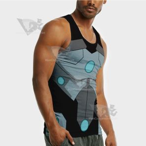 Superhero Cyborg Black Blue Sleeveless Compression Shirt