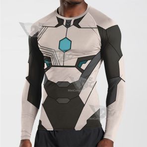 Superhero Iron Man White Black Long Sleeve Compression Shirt