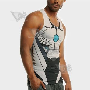 Superhero Iron Man White Black Sleeveless Compression Shirt