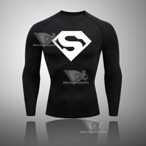 Superhero Long Sleeve Compression Shirt Black