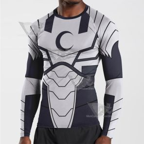 Superhero Moon Knight White Long Sleeve Compression Shirt