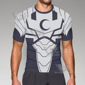 Superhero Moon Knight White Short Sleeve Compression Shirt