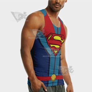 Superhero Superman Red Blue Sleeveless Compression Shirt