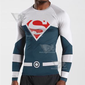 Superhero Superman White Long Sleeve Compression Shirt