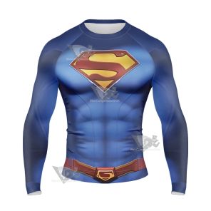 Superman Clark Lois Blue Long Sleeve Compression Shirt