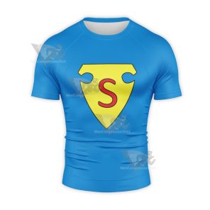 Superman Golden Age Comics Short Sleeve Compression Shirt