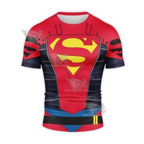 Superman Superboy Conner Kent New Suit Short Sleeve Compression Shirt