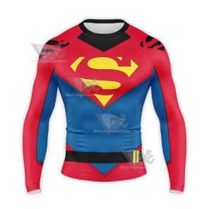 Superman Superboy Conner Kent Tight Suit Long Sleeve Compression Shirt