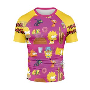 The Simpsons Family Head Short Sleeve Compression Shirt