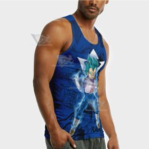 Vegeta Blue Dragon Ball Blue Lightning Sleeveless Compression Shirt