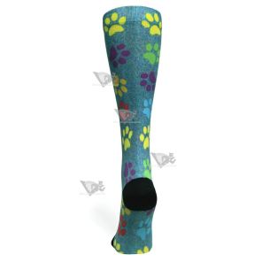 Women Compression Socks Paw Prints Station Blue