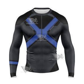 X Men Blue Polaris Long Sleeve Compression Shirt