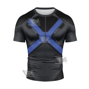 X Men Blue Polaris Short Sleeve Compression Shirt