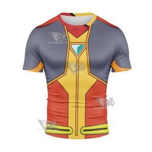 Yu Gi Oh Vrains Soulburner Takeru Homura Short Sleeve Compression Shirt