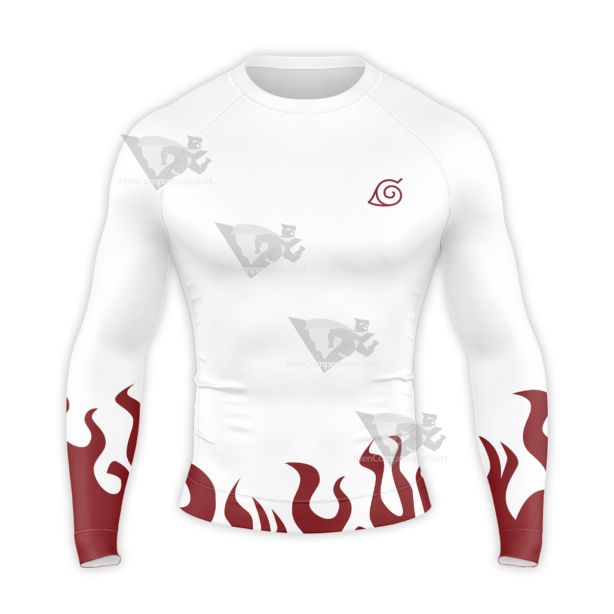 4 Hokage Fire White Long Sleeve Compression Shirt