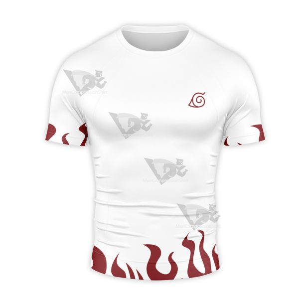 4 Hokage Fire White Short Sleeve Compression Shirt