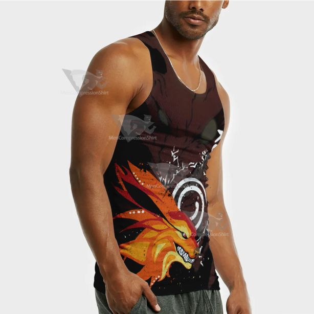 Anime Kurama Black Sleeveless Compression Shirt