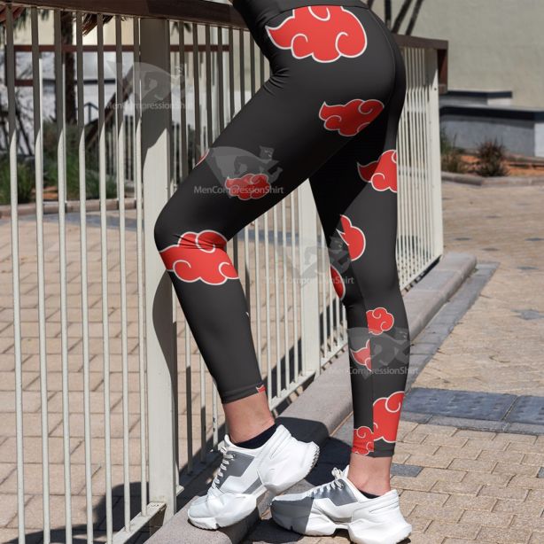 Anime Red Cloud Black Women Compression Legging