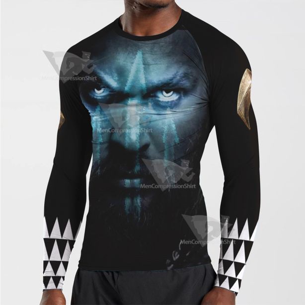 Aquaman Dark Black Long Sleeve Compression Shirt