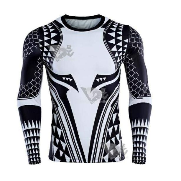 Aquaman Dark Tattoo Long Sleeve Compression Rash Guard