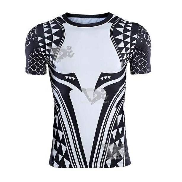 Aquaman Dark Tattoo Short Sleeve Compression Rash Guard