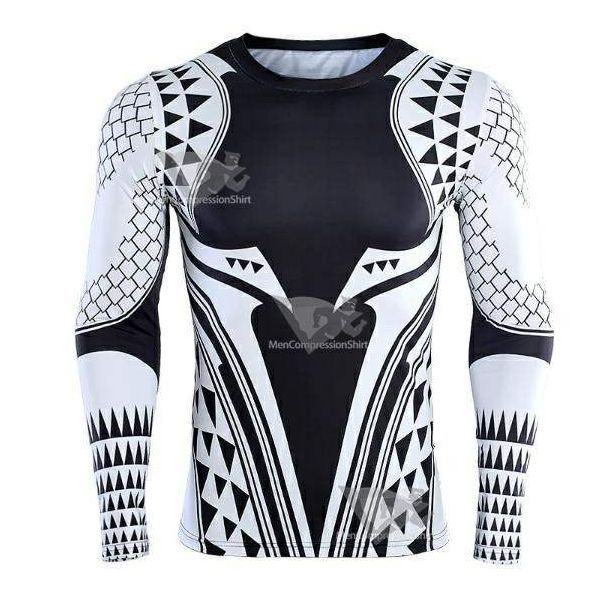 Aquaman Light Tattoo Long Sleeve Compression Rash Guard